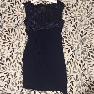 Connected Apparel Shimmering Navy Mini Dress
